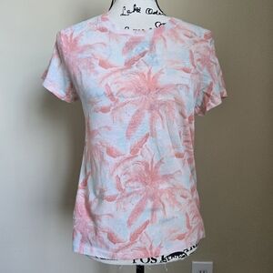 Monrow t shirt pink palm print lightweight cotton womens XS